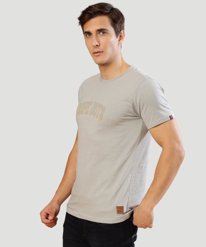 Men's Grey Typography Half Sleeves Regular Fit T-Shirt