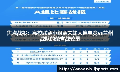 焦点战报：高校联赛小组赛末轮大连电竞vs兰州战队的荣誉战较量